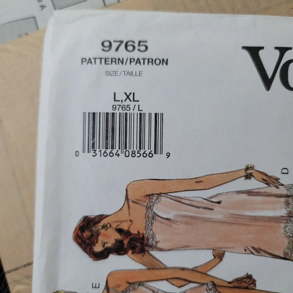 Vogue 9765 Lingerie Sewing Pattern Slip Teddy Camisole Panties Size L XL Uncut